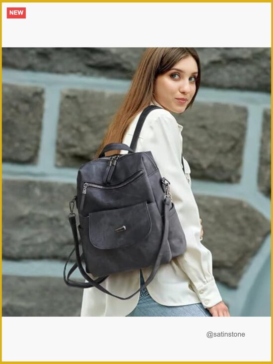 PU Leather Fashion Backpack Purse Women Travel Handbag main image 4